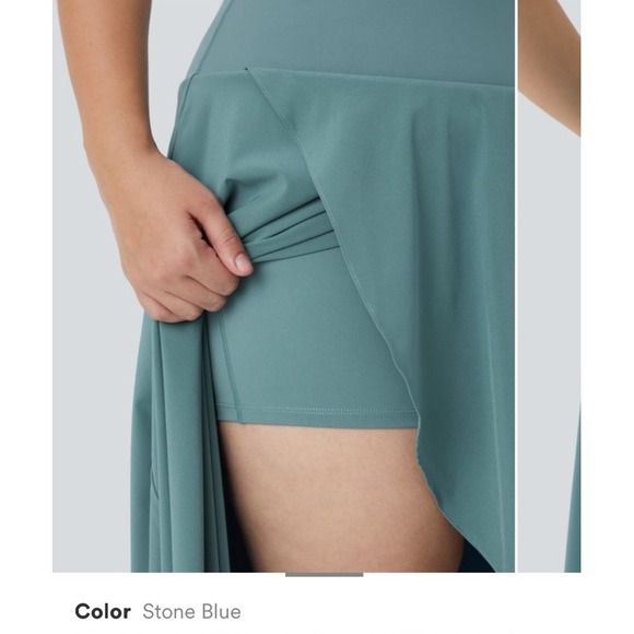 Halara Breezeful High Waisted High Low Ruffled 2-in-1 Midi Skirt As 3XL  Blue - Picture 4 of 16